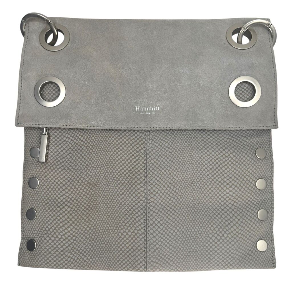 Hammitt Montana Reversible Pewter Nubuck Snake Crossbody Silver - Picture 5 of 16